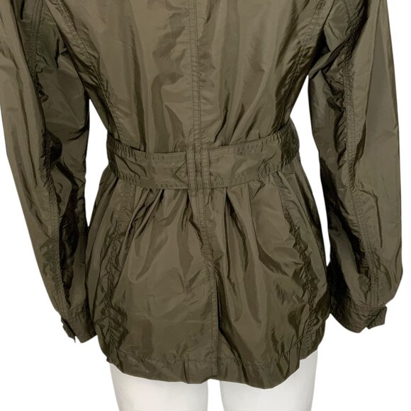 Burberry Brit Double Breasted Trench Coat Jacket US 8 Green Belted Utility Fall - Picture 13 of 16
